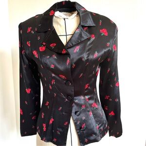 ⚡️FLASH SALE⚡️90s Vintage Betsey Johnson Floral Satin Blazer Jacket✨Small✨Roses